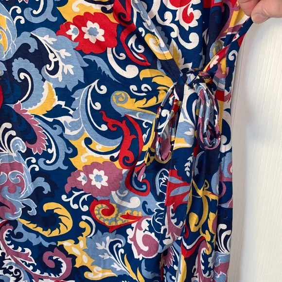 Lefties NWT Wrap Style Floral Dress Size XXL Colorful Short Sleeve Summer Dress - Picture 5 of 12